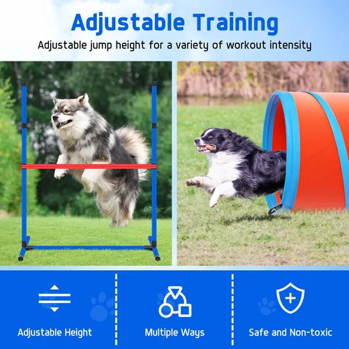 Miniatura 4 de Juego de equipo de entrenamiento de agilidad para perros, kit de entrenamiento de agilidad para carreras de obstáculos para cachorros, incluye 2