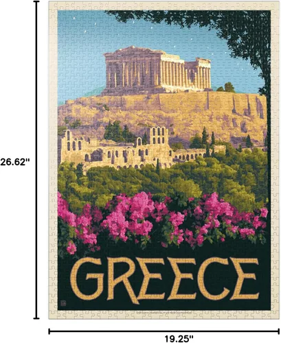Miniatura 7 de MyPuzzle Greece: The Parthenon, póster vintage, rompecabezas de 100 piezas para adultos