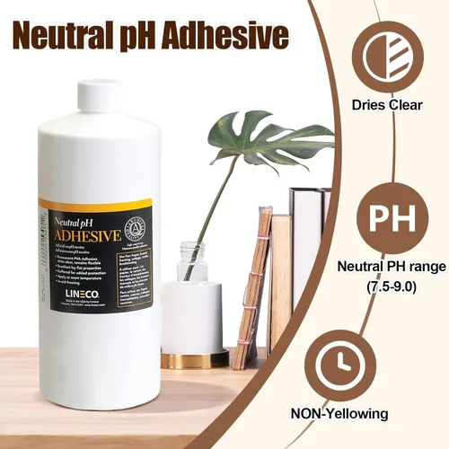 Miniatura 3 de Lineco Adhesivo PVA de pH neutro sin ácidos para todo uso, se seca transparente, flexible, 1 cuarto de galón, ideal para encuadernación, reparación