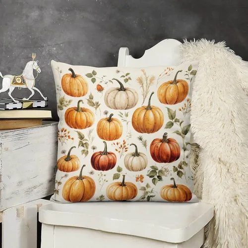 Miniatura 12 de Fundas de almohada de hojas de arce punteadas naranjas y amarillas, fundas de almohada de cosecha de temporada naranja cuadrado para sofá, sala
