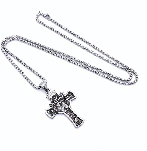 Miniatura 3 de NIGHTCRUZ INRI Collar de Jesucristo collar con colgante de cruz con corona de espinas Jesús
