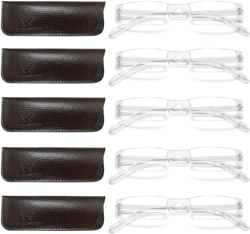 Miniatura 13 de VEVESMUNDO Gafas de lectura transparentes sin montura para hombres y mujeres, elegantes lectores estrechos