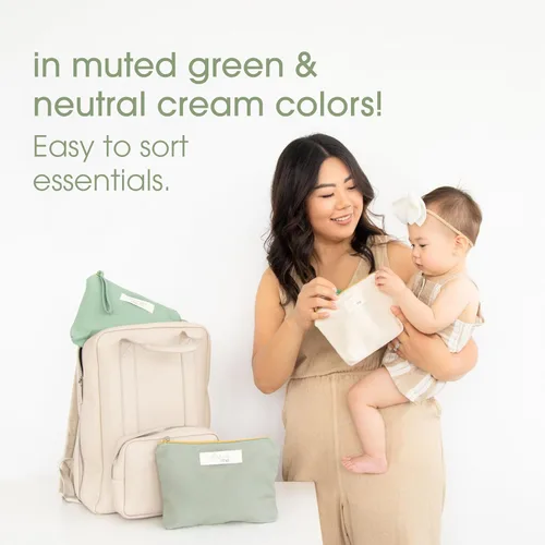 Miniatura 4 de Pearhead Mommy and Baby Things Pouch Set, Canvas Zipper Organizer Bags for Diaper Bag and Travel, Cosmetic and Makeup Bag for Mom