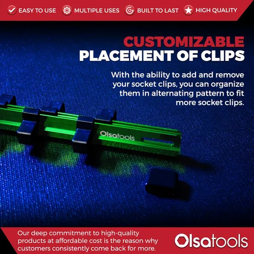 Miniatura 5 de Olsa Tools Organizador de Dados de Aluminio de 1/2 Pulgada Soporte de Dados de Calidad Premium (VERDE)