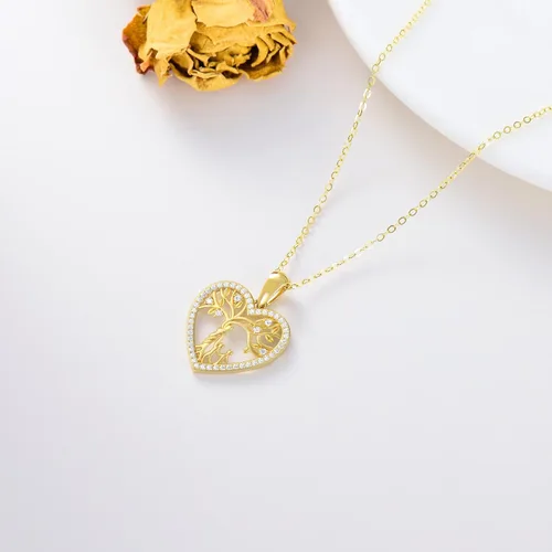 Miniatura 4 de Blocaci Collares de oro de 14 quilates para madre e hijo, collar con colgante de árbol de la vida, joyería con moissanita, regalos para mujeres