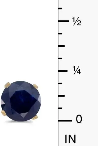 Miniatura 5 de Aretes redondos de zafiro natural de 1 quilate en oro amarillo de 14 k, Zafiro