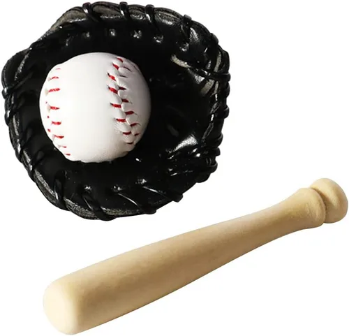 LOGOFUN Miniatures Sports Baseball Kits Mini Bate de Bate de Béisbol Juguete Miniatura Bate de Béisbol Guante y Pelota para Accesorios de Casa de