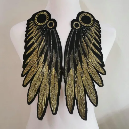 1 pares de accesorios de ropa de tela de moda bordado de color dorado DIY parches decorativos alas apliques