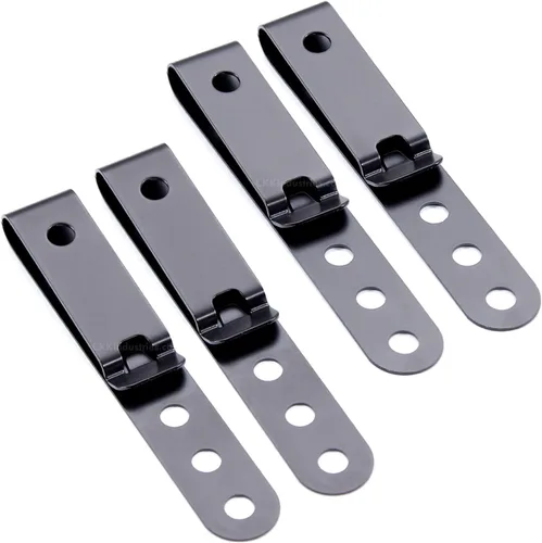 Miniatura 32 de HolsterSmith - Clip universal de metal para cinturón para hacer fundas, modelo 5, (3 agujeros), color negro táctico