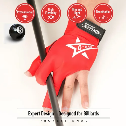 Miniatura 53 de KONLLEN Billiards Gloves for Left Hand/Right Hand L/XL Pool Gloves Professional Non-Slip Adjustable Breathable Snooker Gloves Popular Sizes for Men