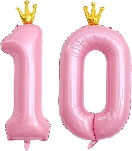 Miniatura 9 de Globo rosa con corona de 40 pulgadas con número 0, globo grande unido de papel de aluminio rosa claro Mylar con dígito de helio 0 para decoración