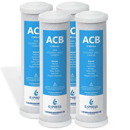 Miniatura 7 de Express Water - Cartucho de filtro de repuesto de cáscara de coco de 10 pulgadas con bloque de carbono para sistema RO de ósmosis inversa, 9.78 x