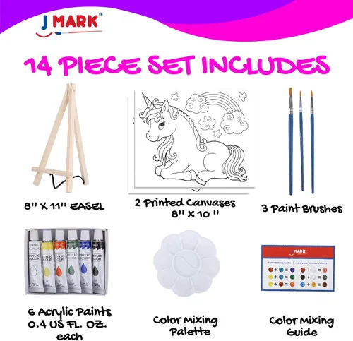 Miniatura 2 de J MARK Juego de pintura para niños, juego de pintura acrílica todo incluido para niños, suministros de pintura seguros