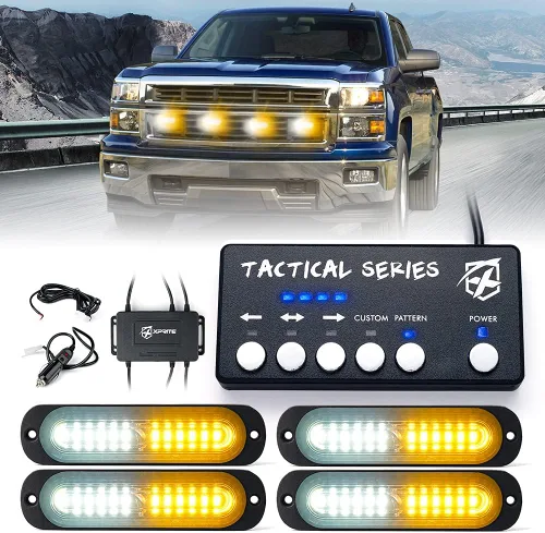 Miniatura 19 de Xprite Kit de luces estroboscópicas LED ámbar para montaje en superficie, parrilla de parrilla lateral, luz intermitente de advertencia
