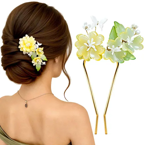 Horquillas en forma de U, horquilla de peonía, flor de peonía, horquilla francesa para moños, pinzas para el pelo de flores vintage para mujeres,