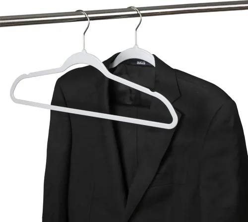 Miniatura 7 de Quality Hangers Paquete de 20 perchas de plástico para ropa, perchas delgadas sin terciopelo con gancho cromado giratorio de 360° y muescas