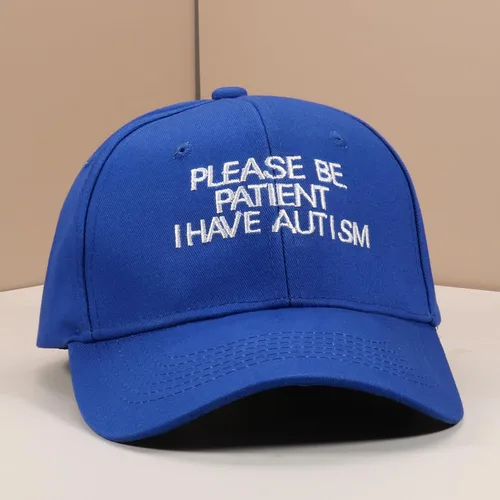 Miniatura 5 de Gorra de béisbol unisex de algodón con texto en inglés "Please Be Patient I Have Autismo", ajustable para papá