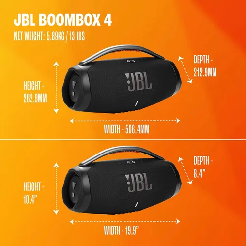 Miniatura 5 de JBL Boombox 4 - Altavoz portátil impermeable más potente con sonido profesional masivo, hasta 34 horas de tiempo de reproducción y conexión