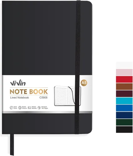 Miniatura 13 de ViVin Cuadernos rayados para trabajo, 192 páginas, tamaño mediano de 5.5 x 8.3 pulgadas, con rayas universitarias, cuadernos A5 de tapa dura