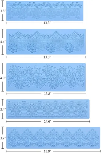 Miniatura 3 de Beasea Molde de encaje de silicona, 5 moldes de fondant de encaje para decoración de tartas, moldes de alfombrilla de patrón de flores, herramientas