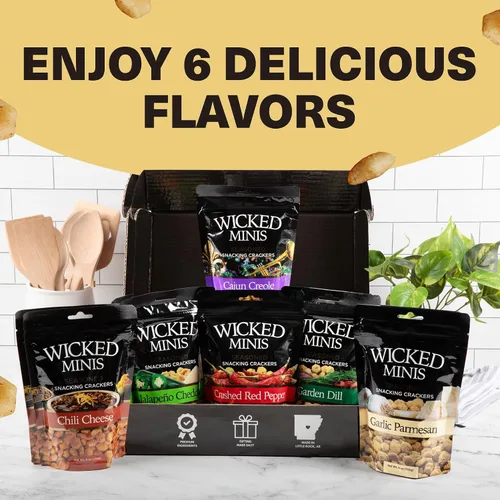 Miniatura 8 de Wicked Minis - Galletas de sopa y ostras, mini sopa inflada con sabor salado y salada, mezcla de aperitivos salados, adornos para ensalada