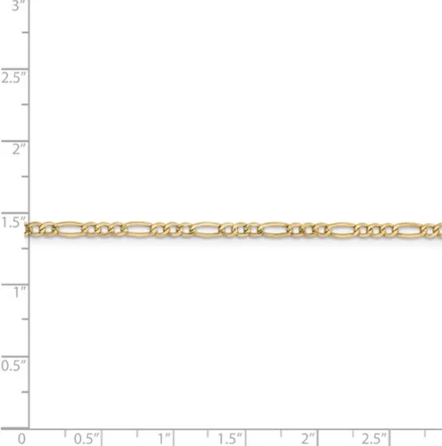 Miniatura 4 de 14K Amarillo Oro 2.50mm Figaro Cadena Tobillera 10inch