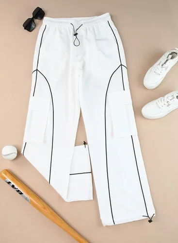 Miniatura 7 de Allytok Pantalones de paracaídas para mujer, pantalones cargo holgados Y2K con bolsillos, pantalones modernos de pierna ancha
