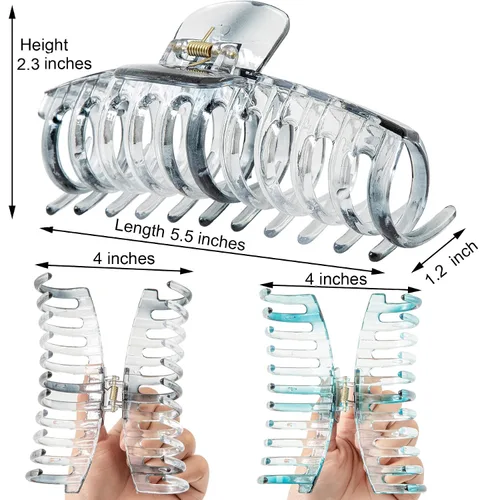 Miniatura 2 de Pinzas para el cabello extra grandes de 5.5 pulgadas para cabello largo y grueso, pinzas para el cabello de mujer, 2 unidades, accesorios