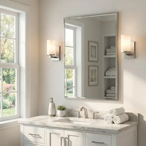 Miniatura 9 de Kichler Crosby 45495NI - Aplique de pared de 9.25 pulgadas en níquel cepillado, 1 luz contemporánea para pasillo o baño con cristal de ópalo