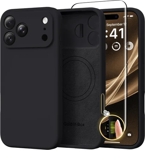 Miniatura 42 de GolbinBox Funda magnética para iPhone 17, compatible con MagSafe, cubierta de silicona integrada para control de cámara, funda de silicona líquida a