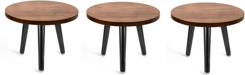 Miniatura 12 de KGPLOME Soporte para plantas de interior, mesa de madera de mediados de siglo con acabado de nogal, soporte alto para maceta, mesa auxiliar redonda