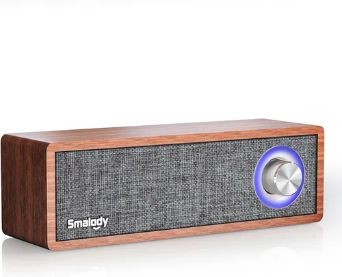 Altavoz Bluetooth retro de madera, mini altavoces Bluetooth inalámbricos portátiles Smalody, altavoz de madera vintage para decoración de