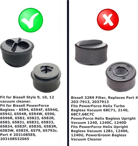 Miniatura 5 de MaximalPower Filtro de repuesto para Bissell Style 9 10 12 Filtro compatible, Parte 32064, 2031183 2031464. Se adapta a todas las aspiradoras