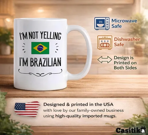 Miniatura 3 de Casitika Recuerdo y regalos del orgullo brasileño. Taza de café de 11 onzas. Idea de regalo para esposa, marido, amigo o compañero de trabajo