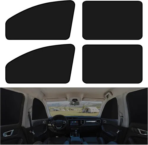 Miniatura 10 de XCBYT Persianas de gamuza para ventanas laterales traseras, paquete de 2 cortinas magnéticas ultrasuaves, 100% bloqueo de luz para privacidad
