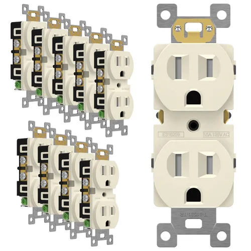 Miniatura 26 de ENERLITES Toma de corriente dúplex, tomacorrientes eléctricos de pared resistentes a manipulaciones, grado residencial, 3 cables, autoconexión a