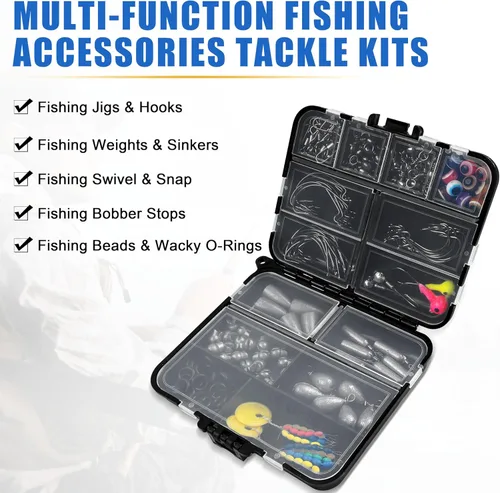 Miniatura 3 de Kit de accesorios de pesca con caja de aparejos, incluidos ganchos para plantillas, pesas de plomo para róbalos, diferentes pivotes giratorios