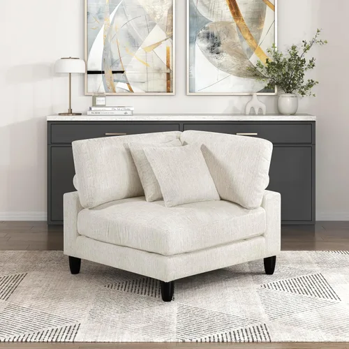 Miniatura 33 de Lexicon Sofá modular de 120 pulgadas, sofá modular de microfibra de gran tamaño de 4 plazas en forma de L, 6 almohadas decorativas y arreglo Beige