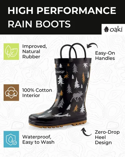 Miniatura 2 de OAKI Botas de lluvia de goma impermeables para niños con asas fáciles de poner