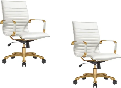 Miniatura 25 de LeisureMod Harris - Silla de oficina ejecutiva ergonómica moderna, silla de escritorio de piel con respaldo alto con altura ajustable, control
