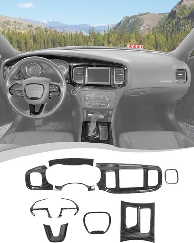 Miniatura 8 de Hoolcar para Dodge Charger 2015+ Kit de Embellecedores de Decoración Interior, Panel Central de Control del Tablero, Embellecedor del Panel