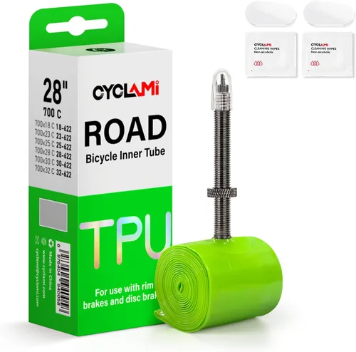 Miniatura 14 de 1/4-Pack TPU Inner Tubes 700x18-32c 700c Inner Tubes with Removable Core Ultralight 38g 45/60/80mm Metal Presta Valve