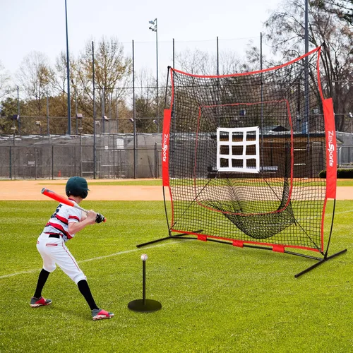 Miniatura 6 de ZENY Red de práctica de béisbol y softbol de 5 x 5 pies / 7 x 7 pies, red de entrenamiento de bateo, captura de lanzamiento, con bolsa