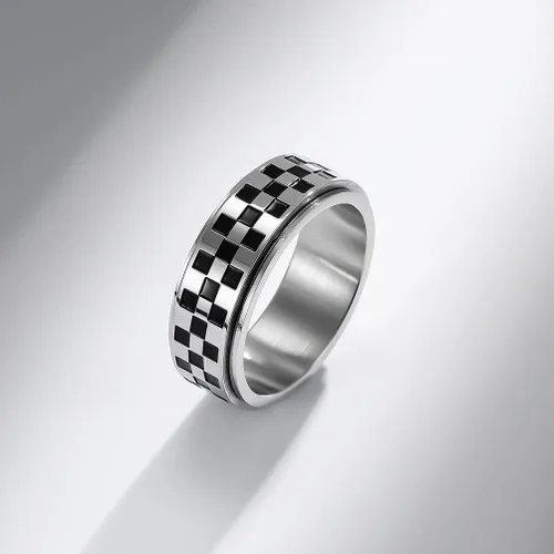 Miniatura 2 de Anillos giratorios de acero inoxidable de 0.315in, color negro, blanco, para mujeres, hombres, niños, adolescentes, niñas, delicados anillos