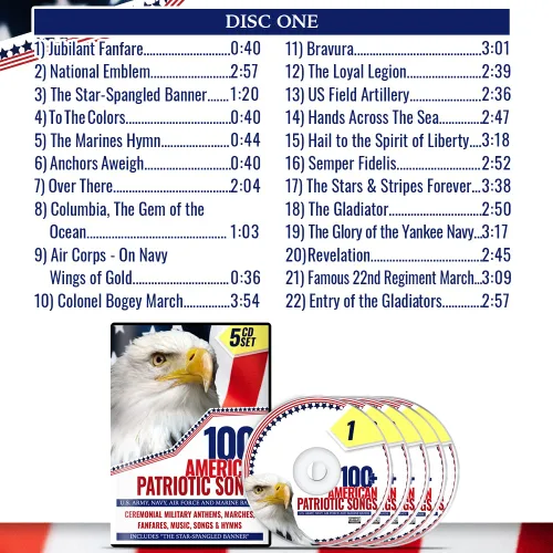 Miniatura 3 de 100+ American Patriotic Songs - Ceremonial Military Anthems, Marches, Fanfares, Music, Songs & Hymns – U.S. Army, Navy, Air Force and Marine Bands