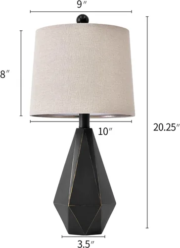 Miniatura 9 de PoKat Juego de 2 lámparas de mesa de 20.25 pulgadas, lámpara de noche para mesita de noche, lámparas pequeñas de granja para dormitorio, lámparas