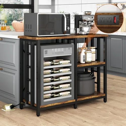 Mini soporte para refrigerador con toma de corriente, soporte para mini refrigerador, mesa de soporte para horno de microondas, gabinete de bar,
