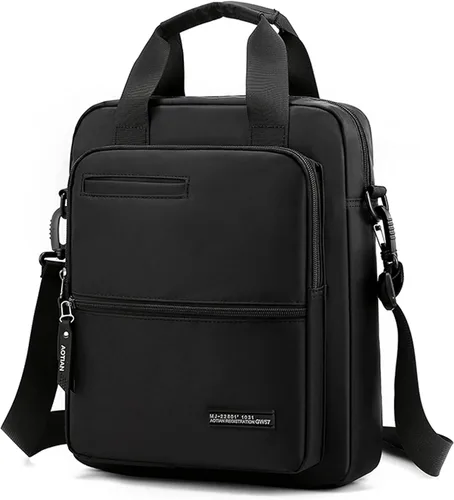 zhongningyifeng Bolso bandolera para portátil de 14 pulgadas para hombre, de nailon, grande, impermeable, casual, negro, para trabajo, viajes, al