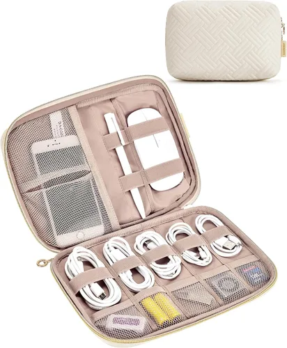 Miniatura 8 de BAGSMART Estuche organizador de electrónica grande de viaje, artículos esenciales de viaje, organizador de cables, bolsa organizadora de cables