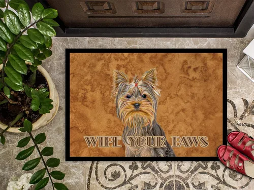 Miniatura 3 de Caroline's Treasures KJ1219MAT Yorkie/Yorkshire Terrier Wipe Your Paws - Tapete para puerta delantera, 18 x 27 pulgadas, tapete para interiores